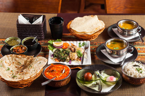 Indian cuisine,A table of food
